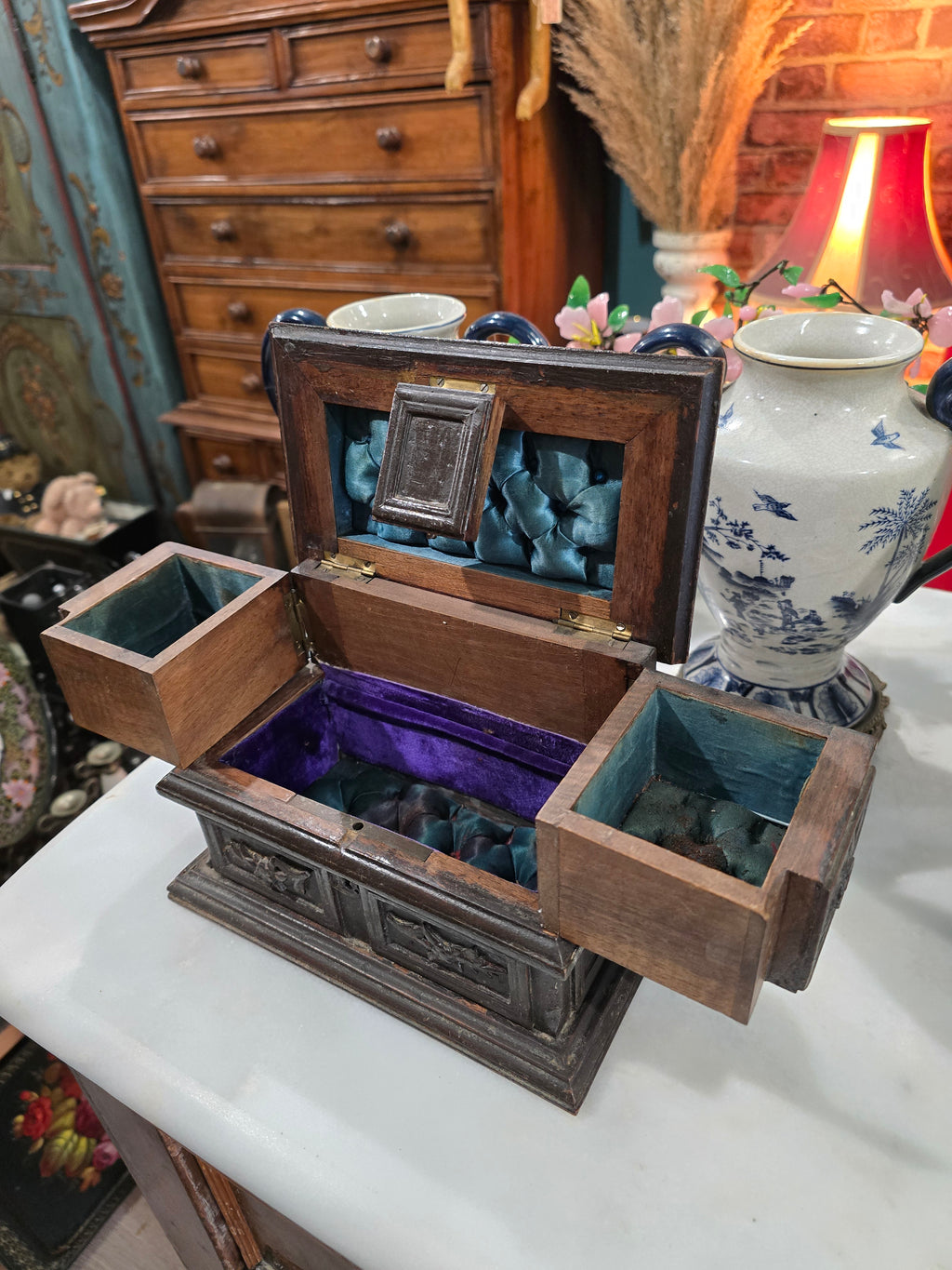 Antique 19th century Swiss Black Forest jewelry box