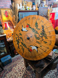 Vintage Japanese hand-painted display umbrella made of lacquered rice paper and bamboo