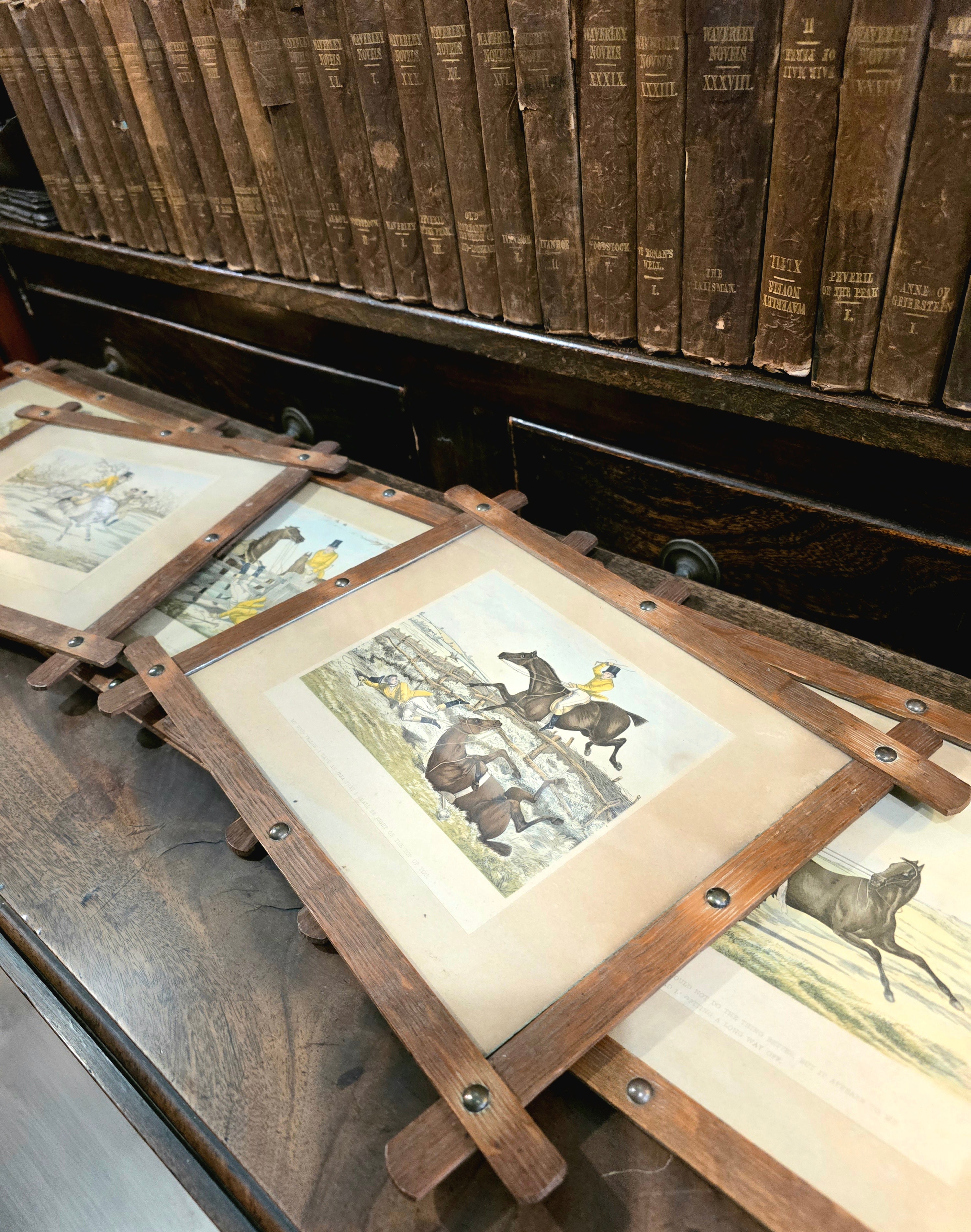 Antique framed fox hunting prints after the British artist Henry Thomas Alken (1785–1851)