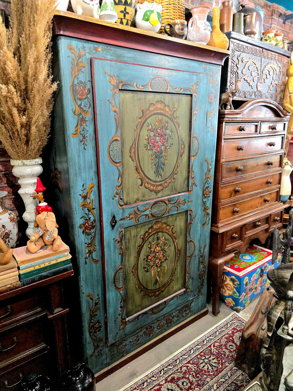 Antique beautiful Italian handpainted wardrobe