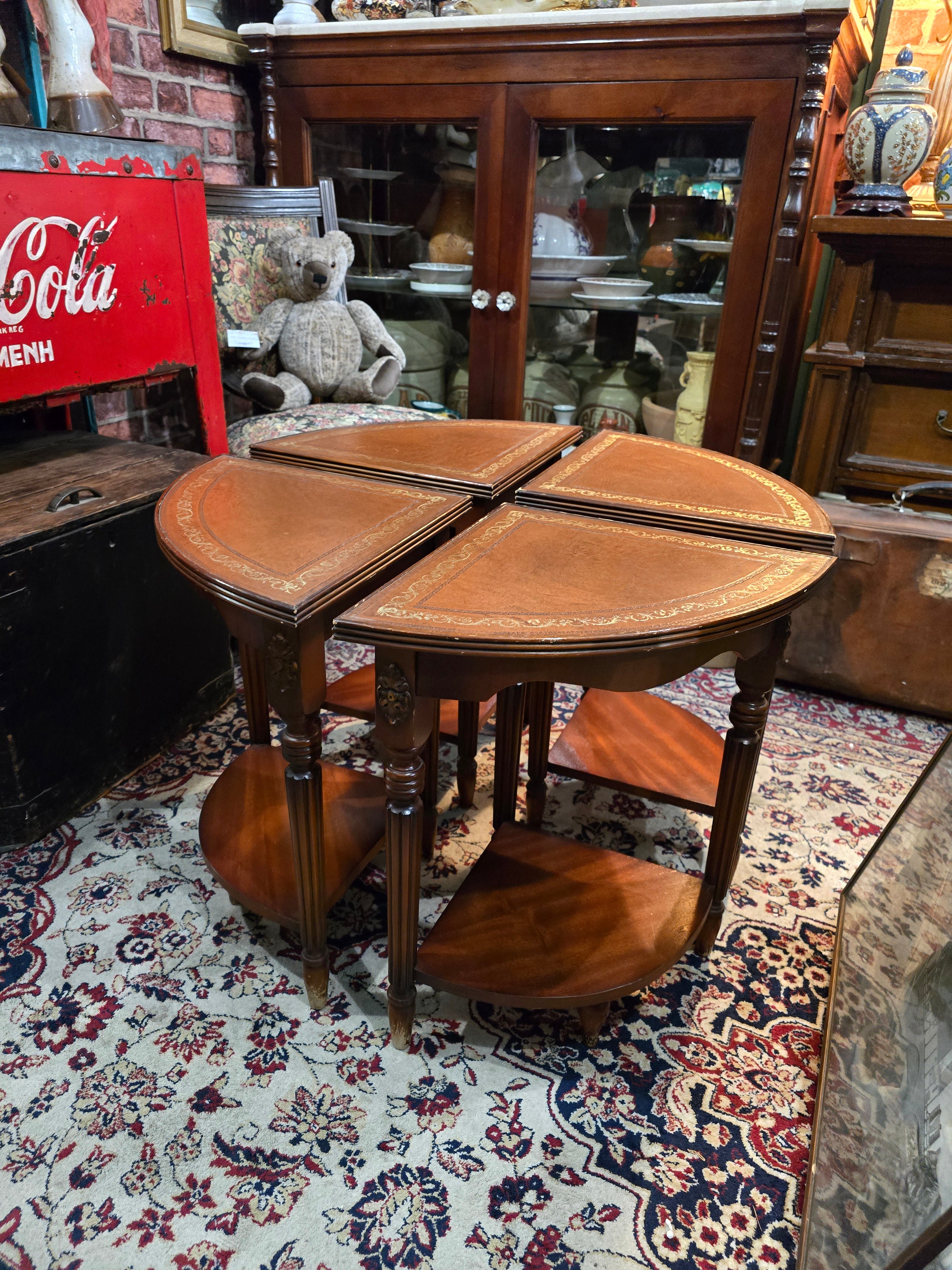 Antique circular nest of wooden library coffee tables