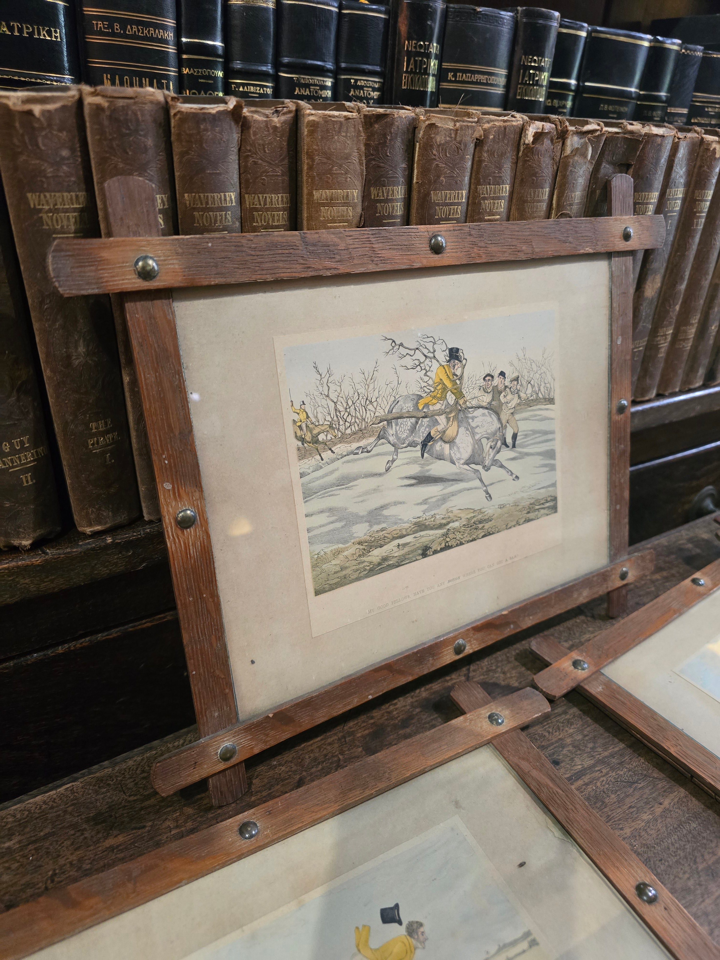 Antique framed fox hunting prints after the British artist Henry Thomas Alken (1785–1851)