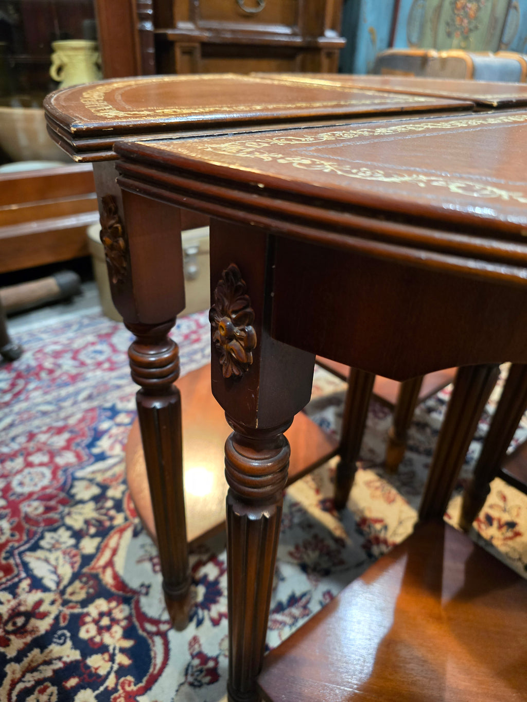 Antique circular nest of wooden library coffee tables