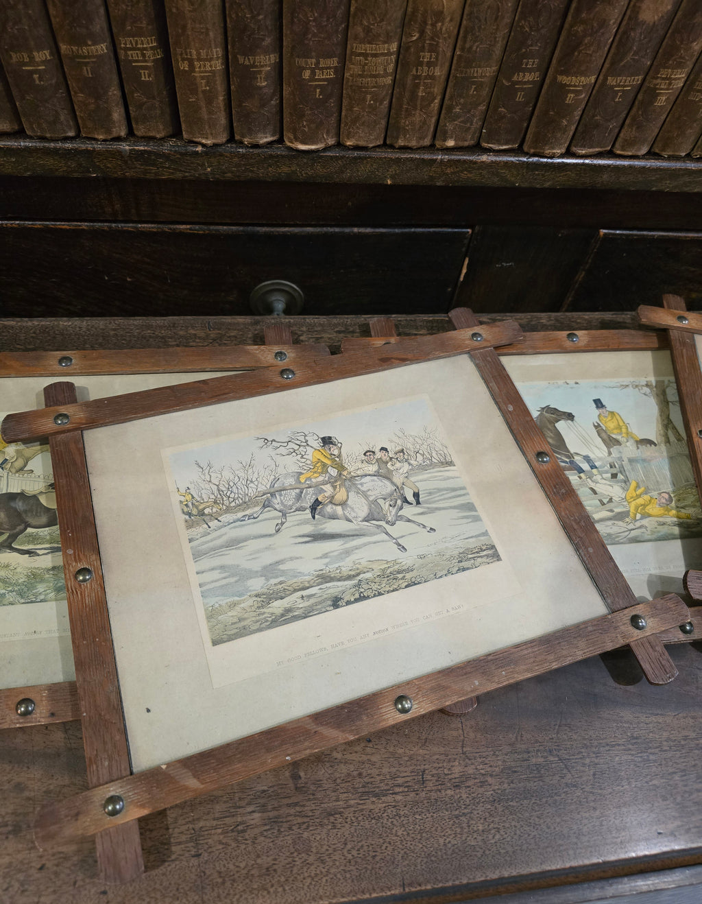 Antique framed fox hunting prints after the British artist Henry Thomas Alken (1785–1851)