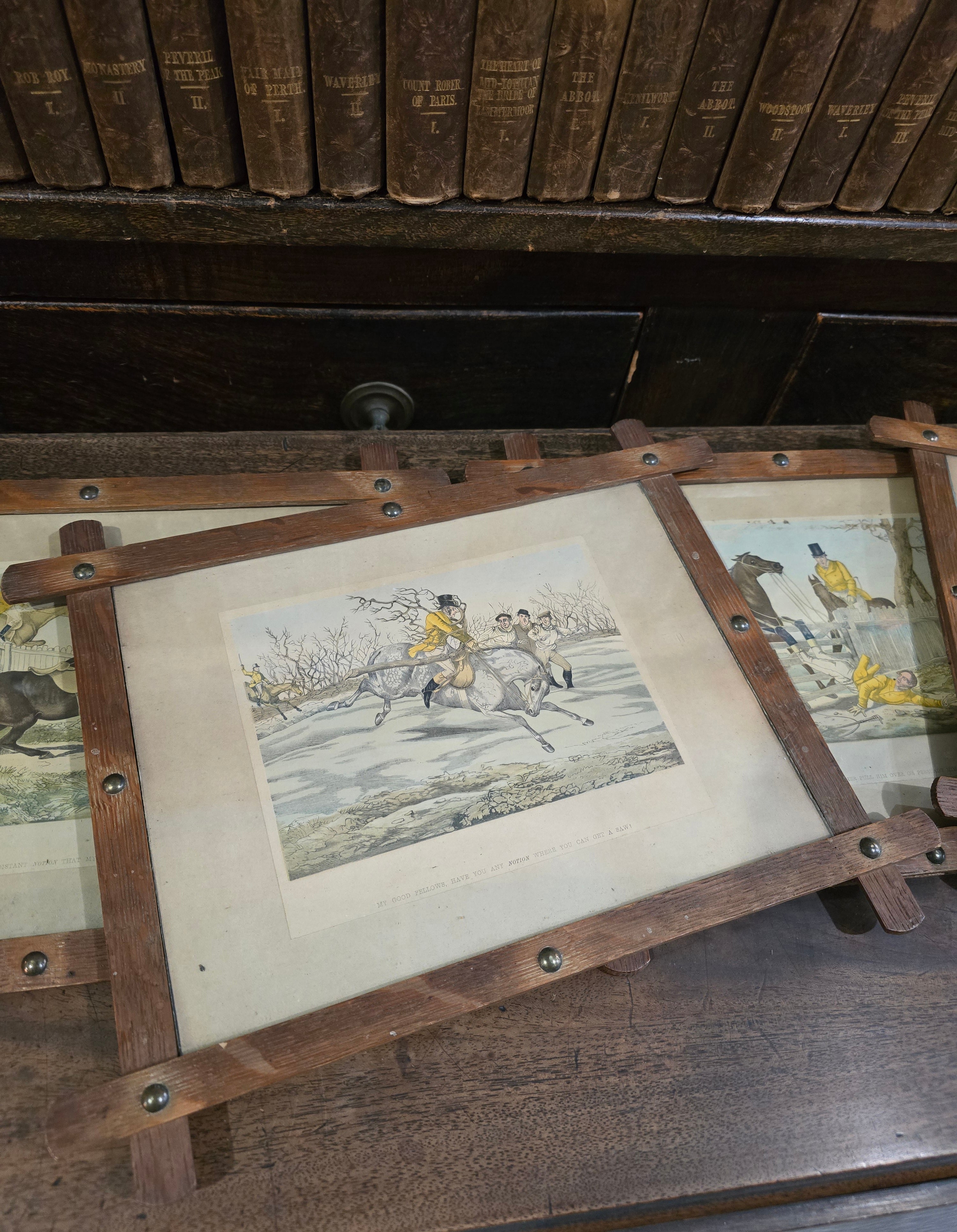 Antique framed fox hunting prints after the British artist Henry Thomas Alken (1785–1851)