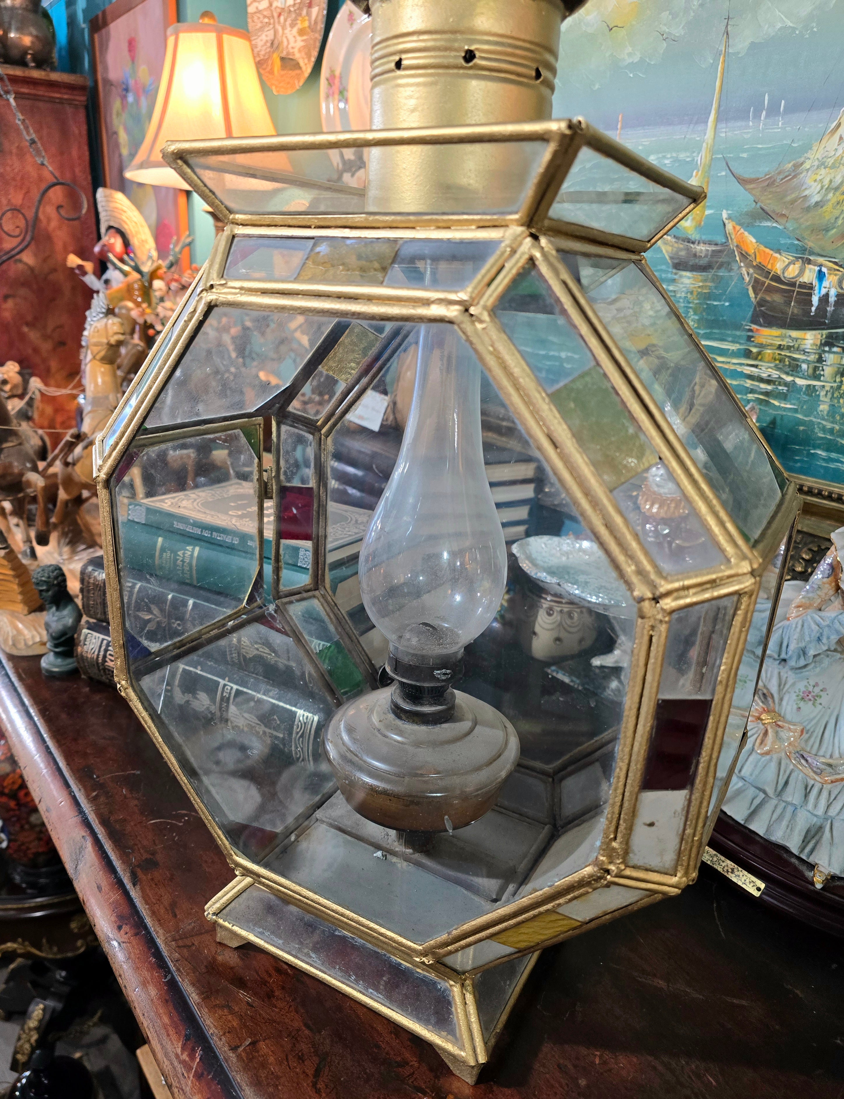 Vintage Art Nouveau Octagon Ceiling floor Light