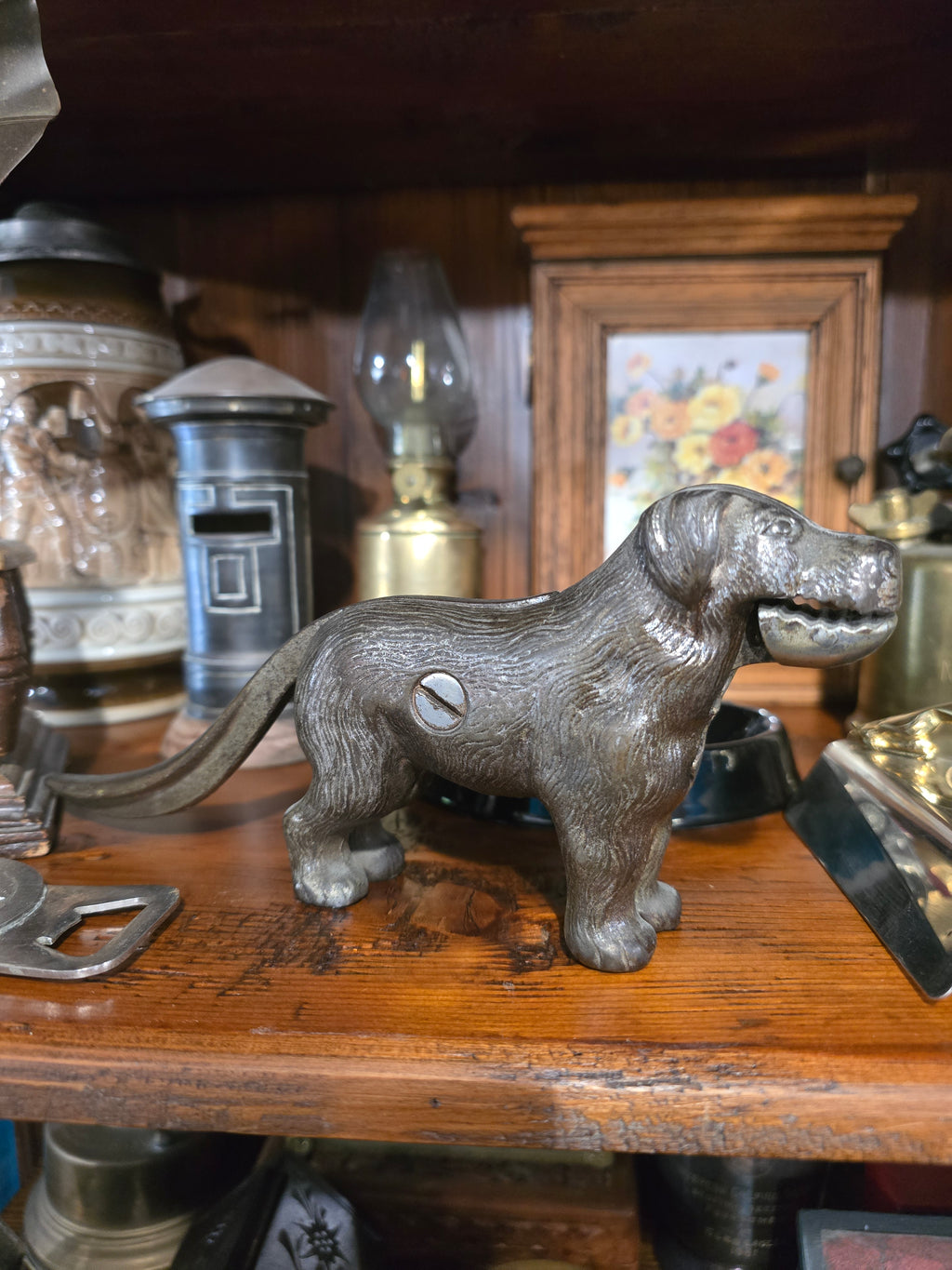 Antique Victorian-era cast iron dog nutcracker