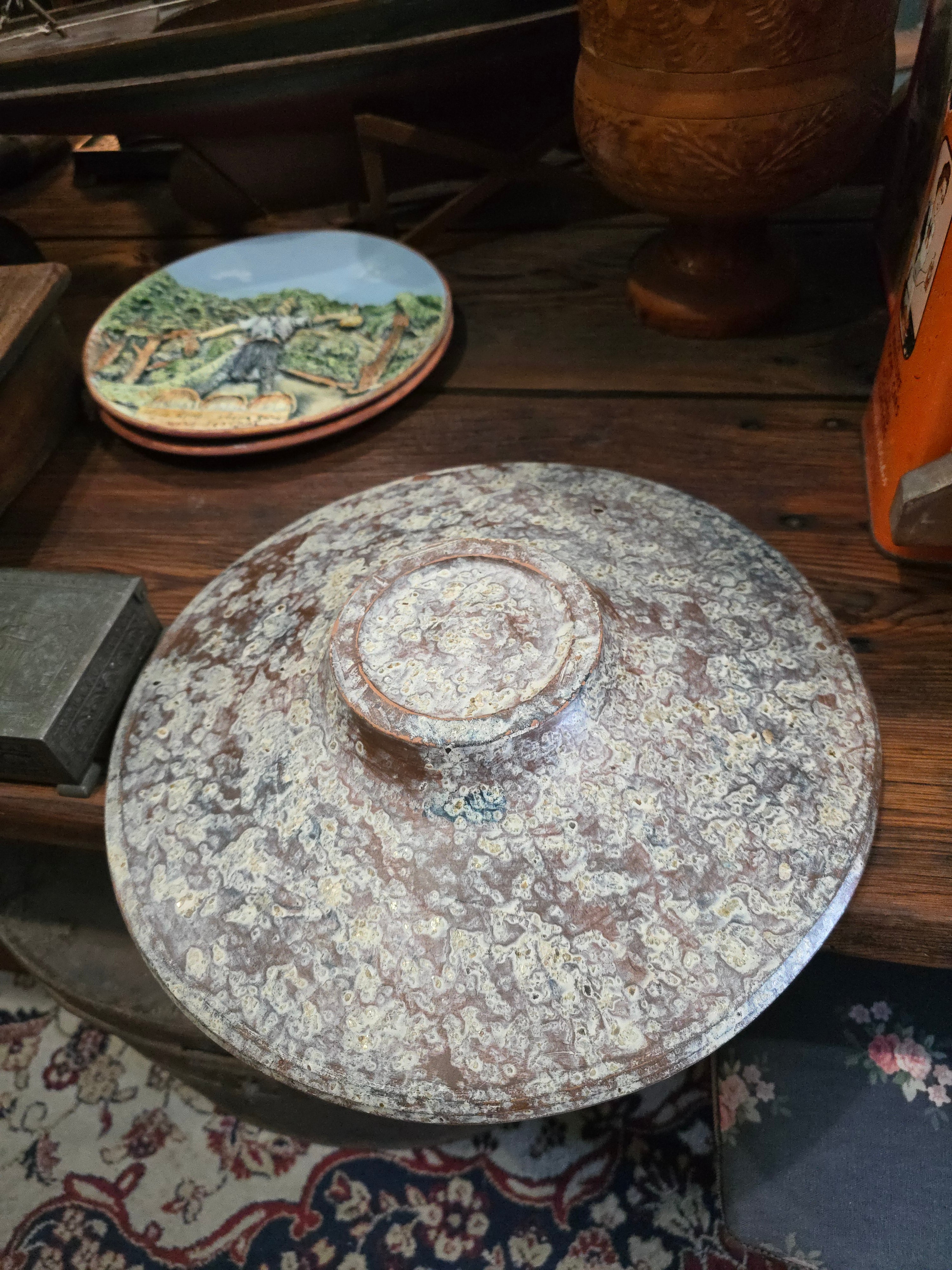 Vintage heavy terracotta plate or bowl
