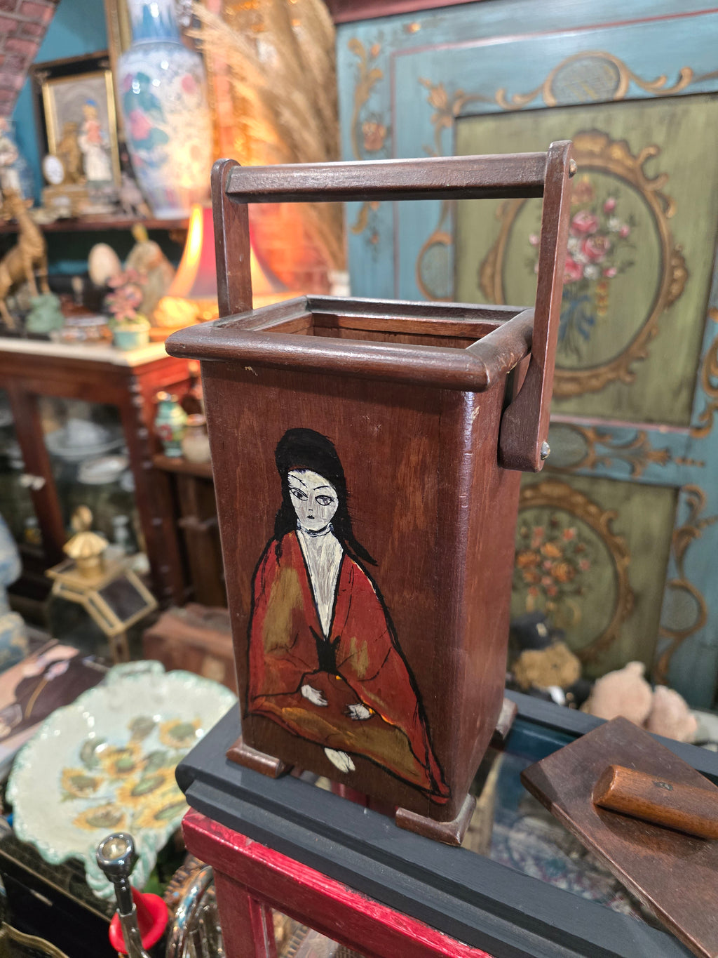 Vintage hand painted wooden box
