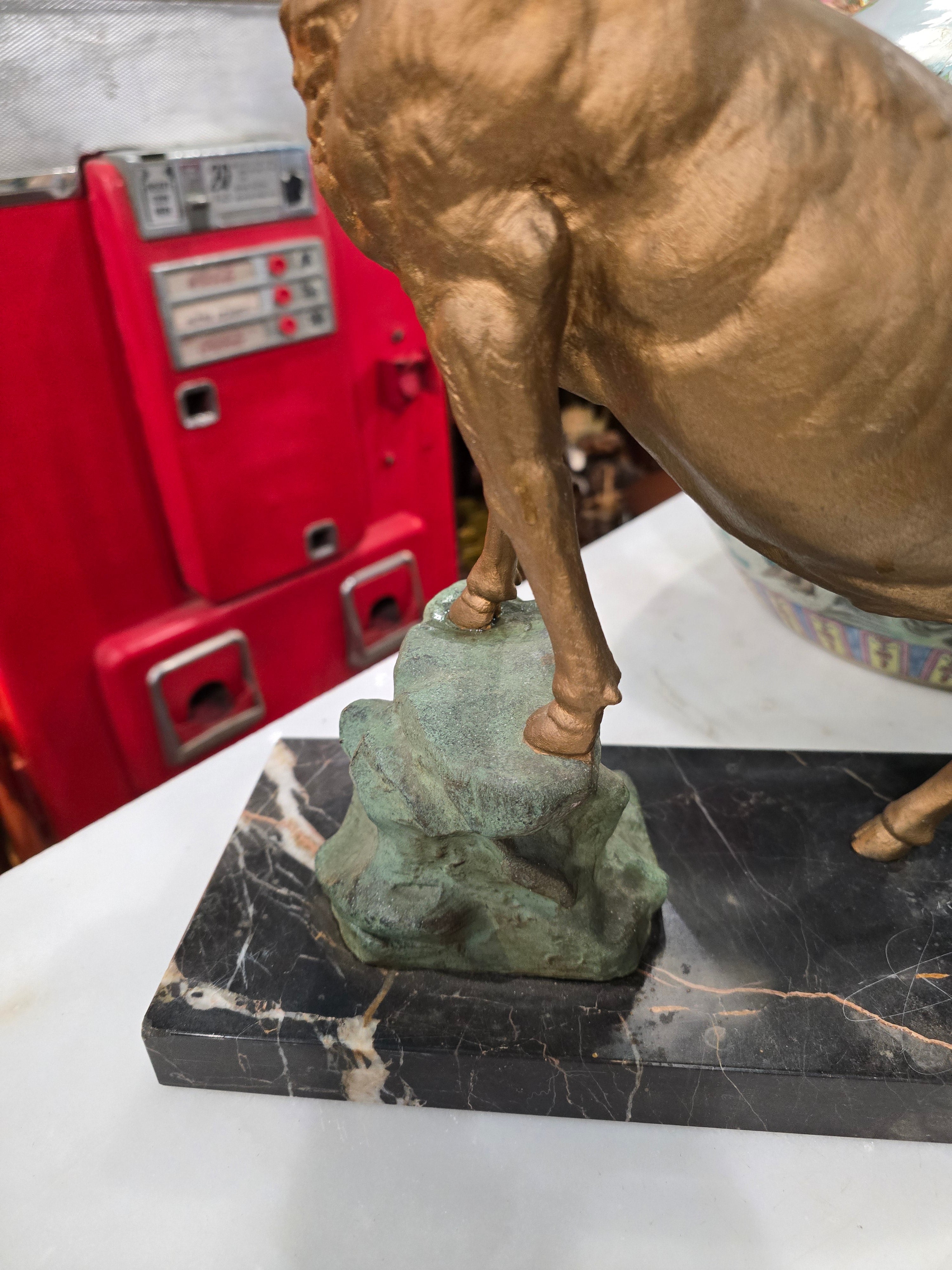 Antique Gilded Bronze Deer Sculpture