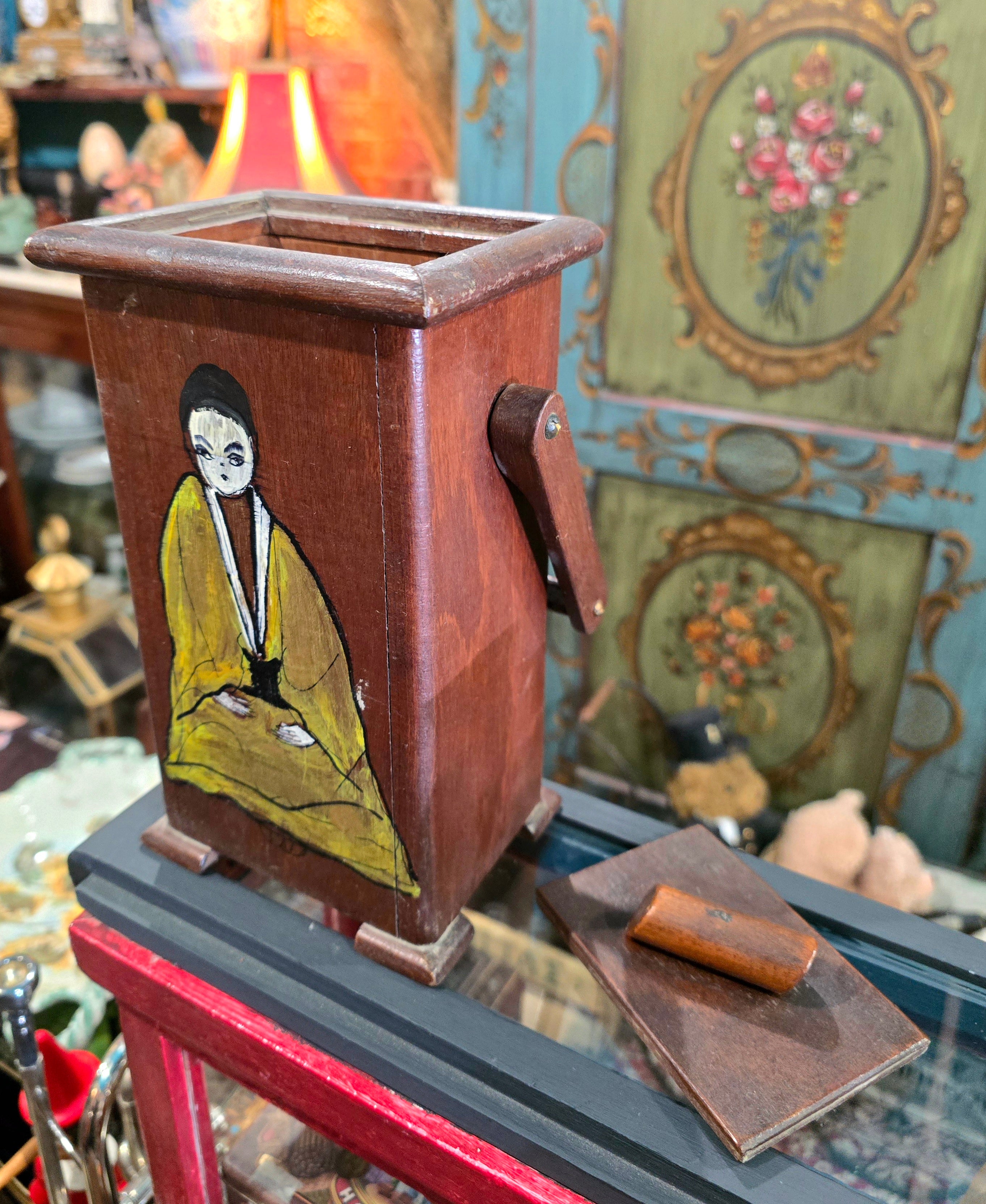Vintage hand painted wooden box