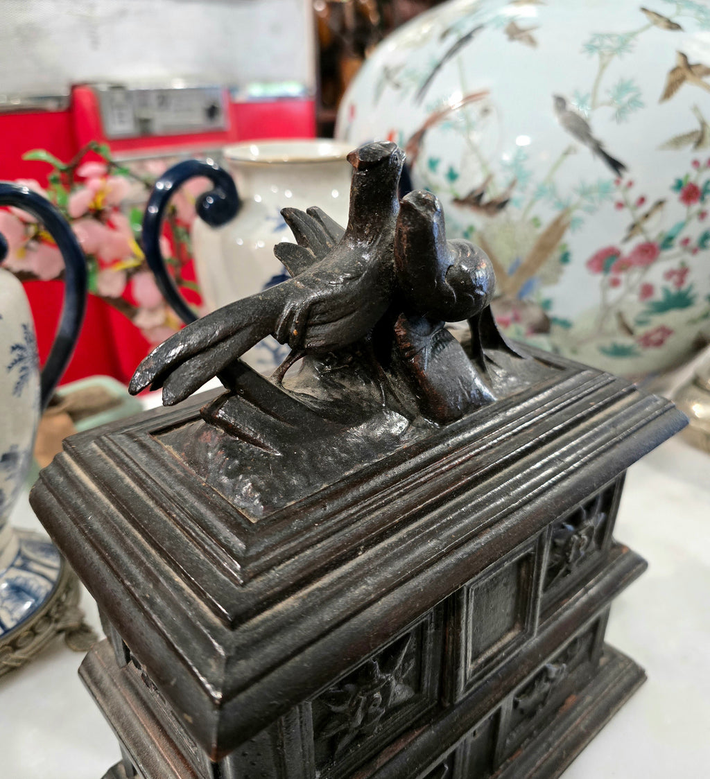 Antique 19th century Swiss Black Forest jewelry box