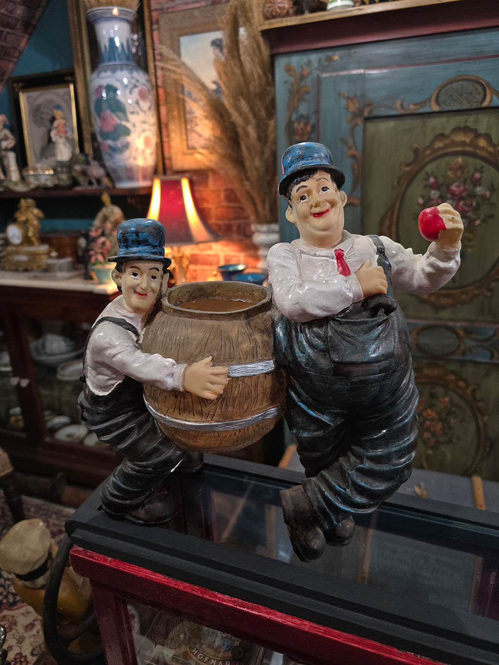 Vintage Laurel and Hardy plastic figural planter
