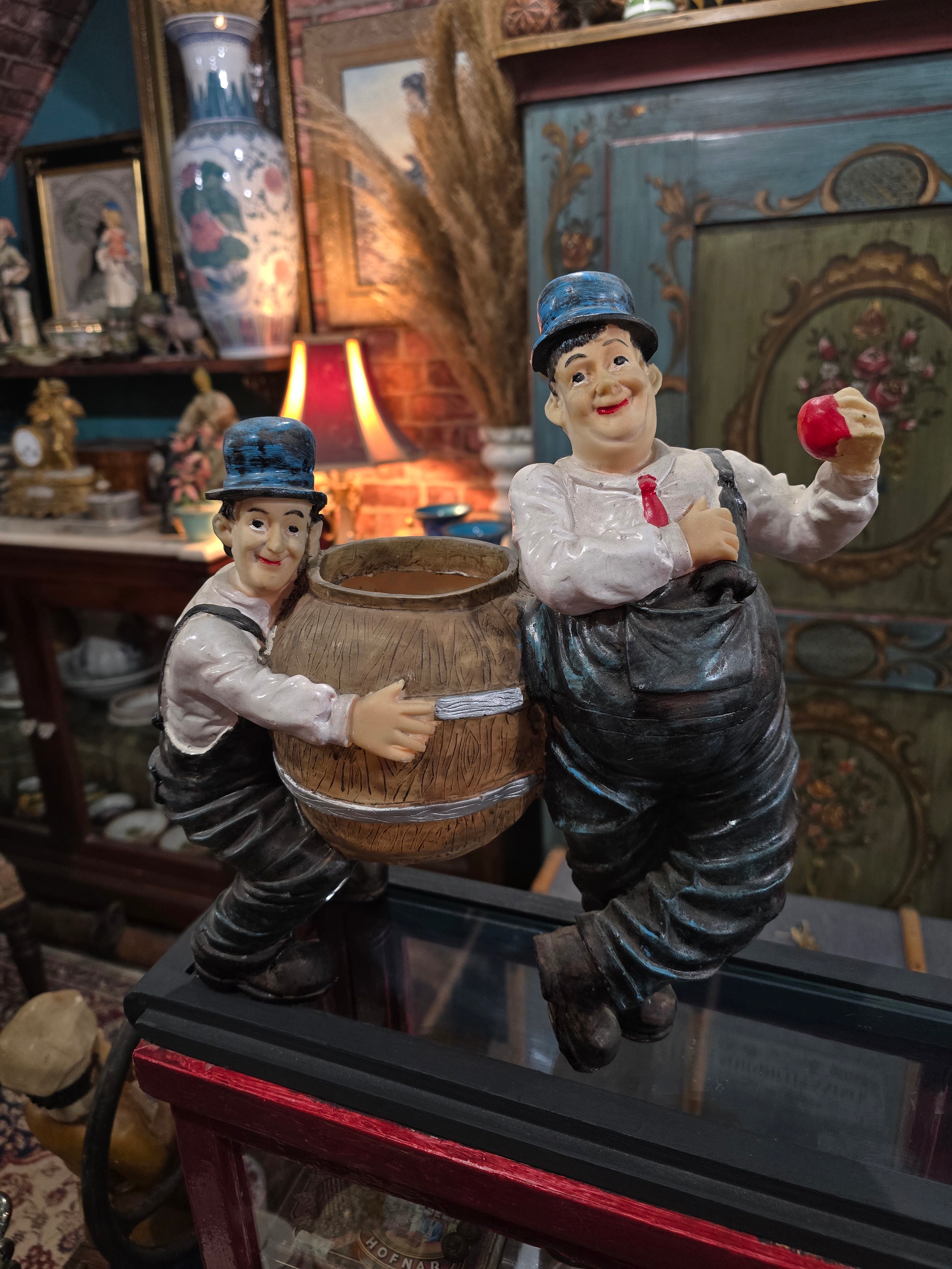 Vintage Laurel and Hardy plastic figural planter