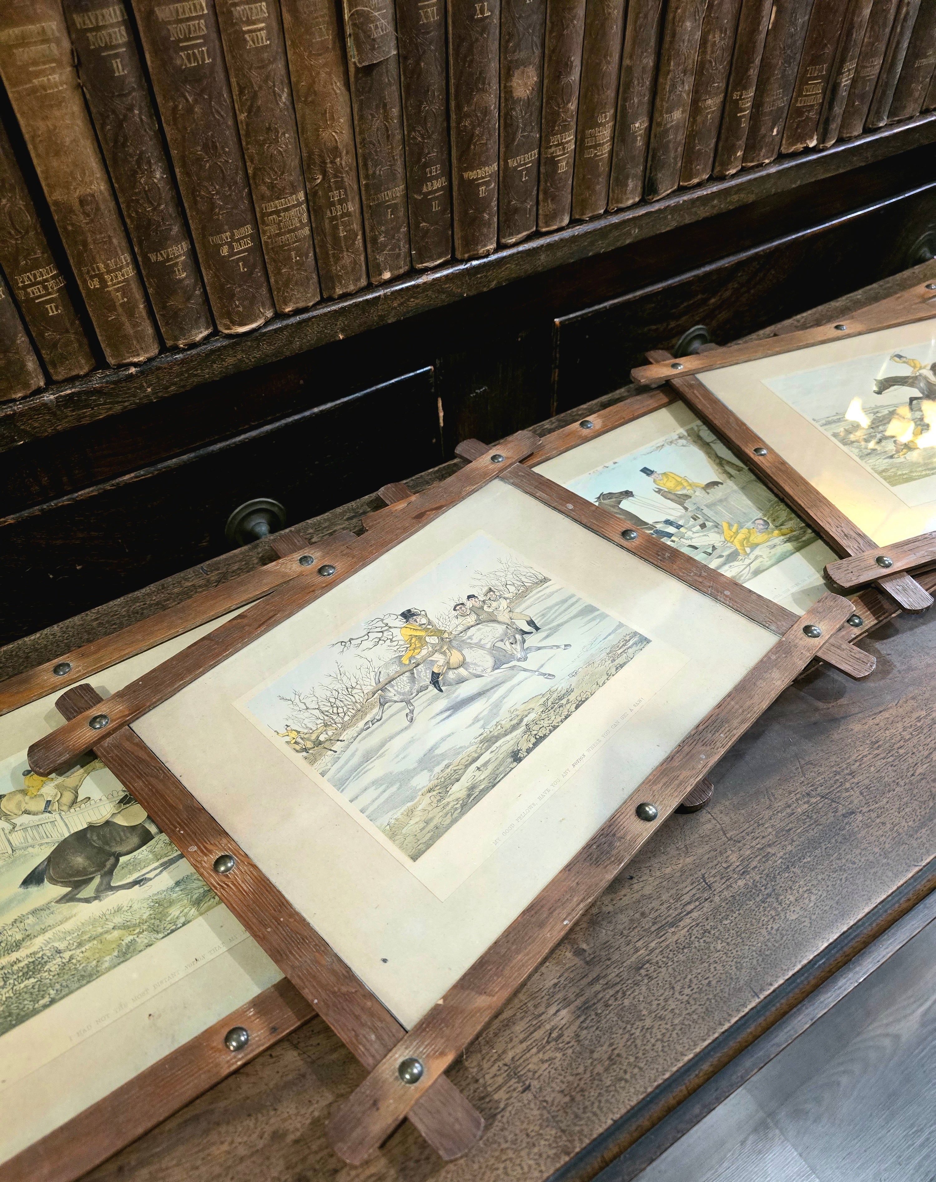 Antique framed fox hunting prints after the British artist Henry Thomas Alken (1785–1851)