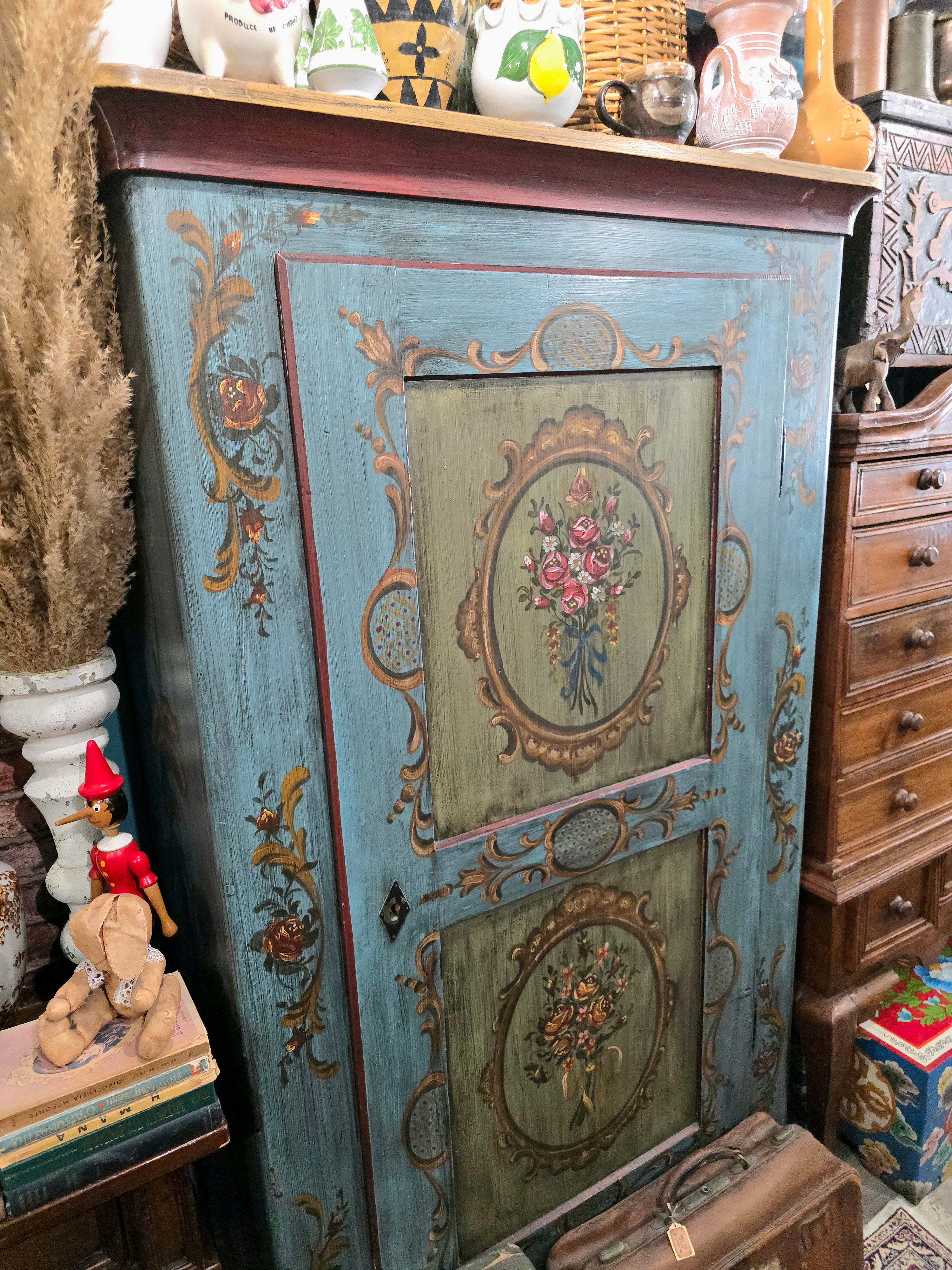 Antique beautiful Italian handpainted wardrobe