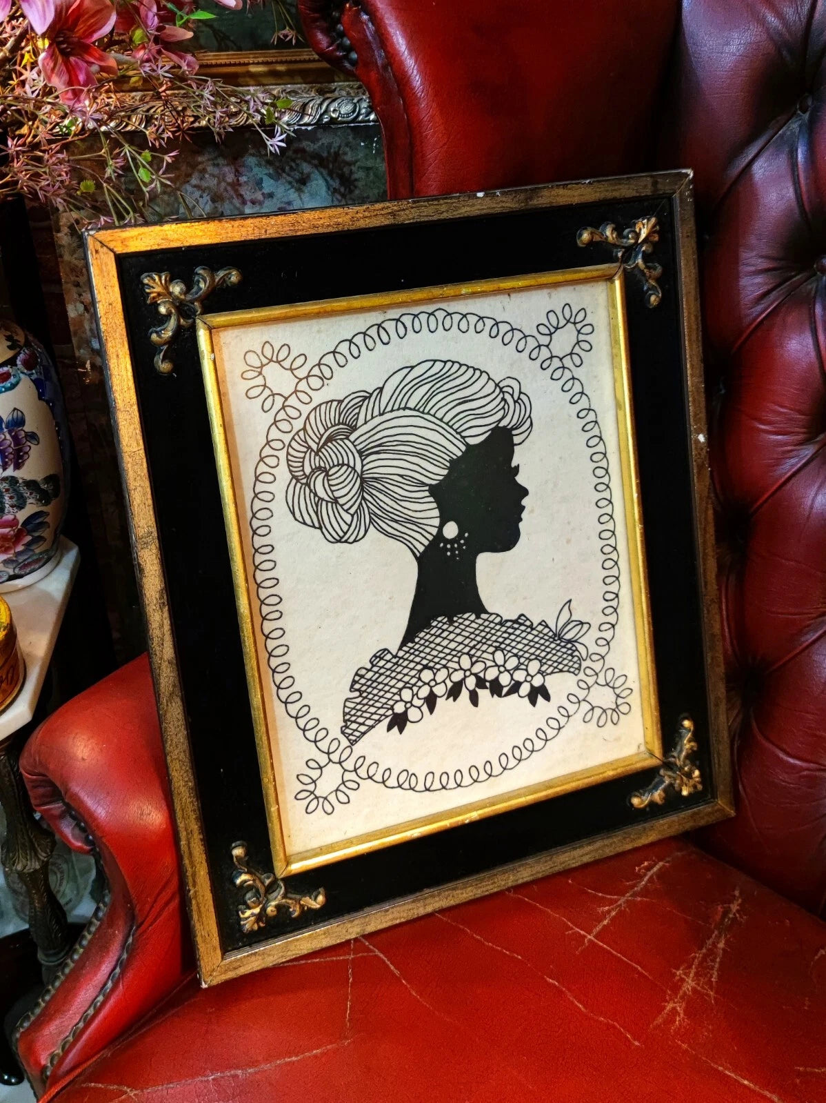 Vintage Beautiful silouette wall picture framed