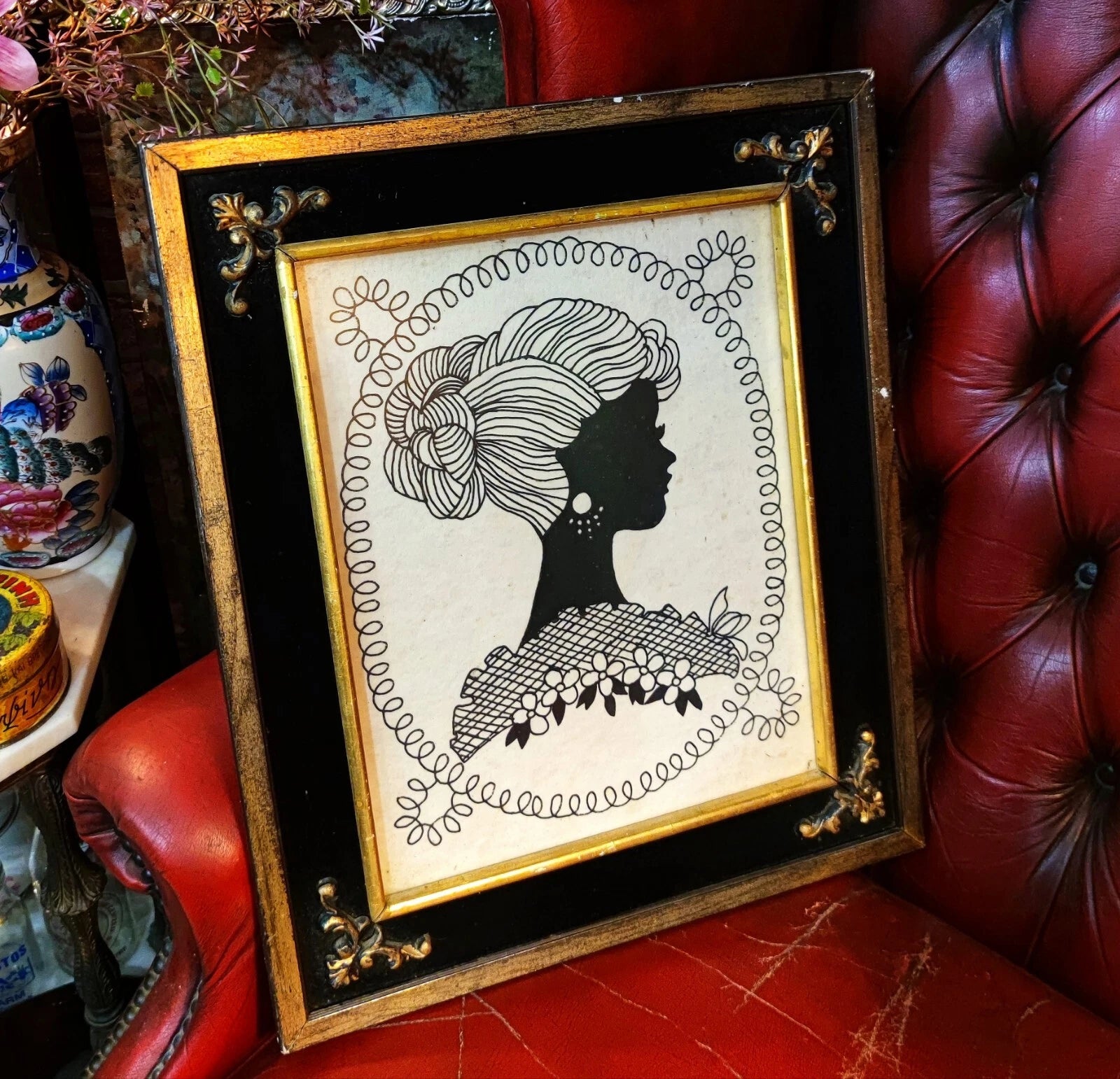 Vintage Beautiful silouette wall picture framed