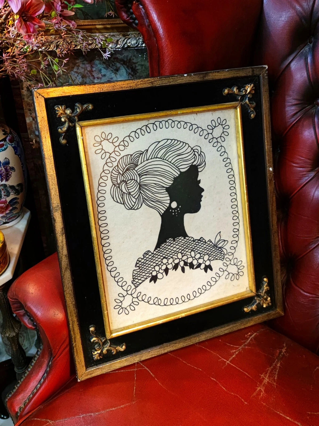 Vintage Beautiful silouette wall picture framed